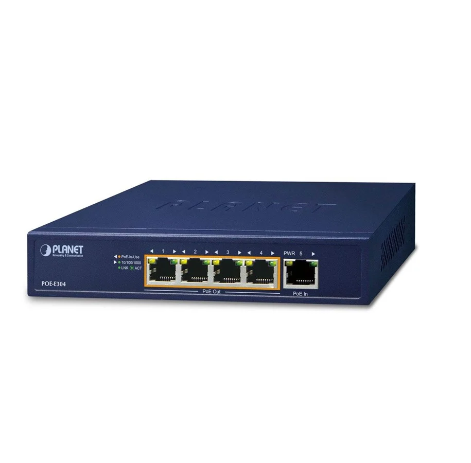 PLANET POE-E304 1-Port 802.3bt PoE++ to 4-Port 802.3af/at Gigabit PoE Extender
